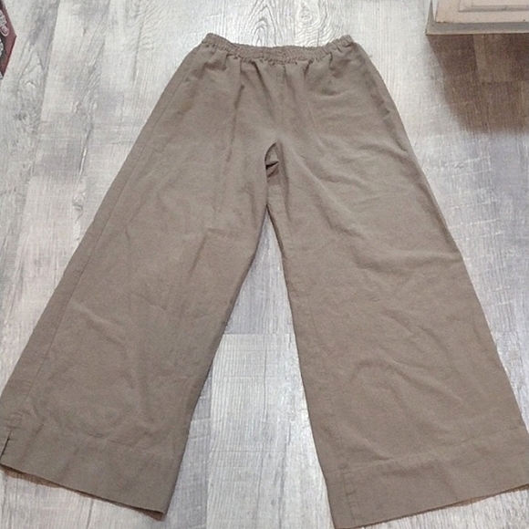 Soft Surroundings Tan Cotton Wide Leg Pants women's Size Small - Picture 1 of 5